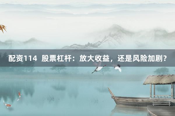 配资114  股票杠杆：放大收益，还是风险加剧？